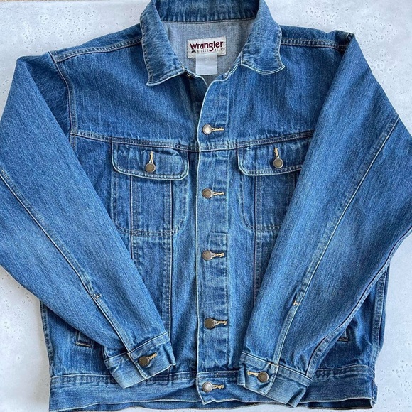 Vintage Men’s Wrangler Rugged Wear Denim Trucker Work Jacket - Picture 3 of 6